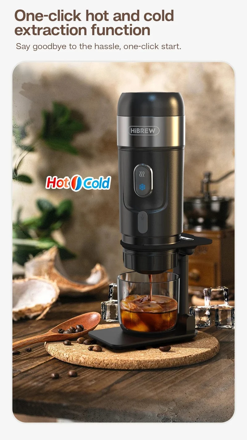 HiBREW Tragbare Kaffeemaschine für Auto und Zuhause, DC12V Espressomaschine passend für Nexpresso Dolce Pod Kapsel Kaffeepulver H4A