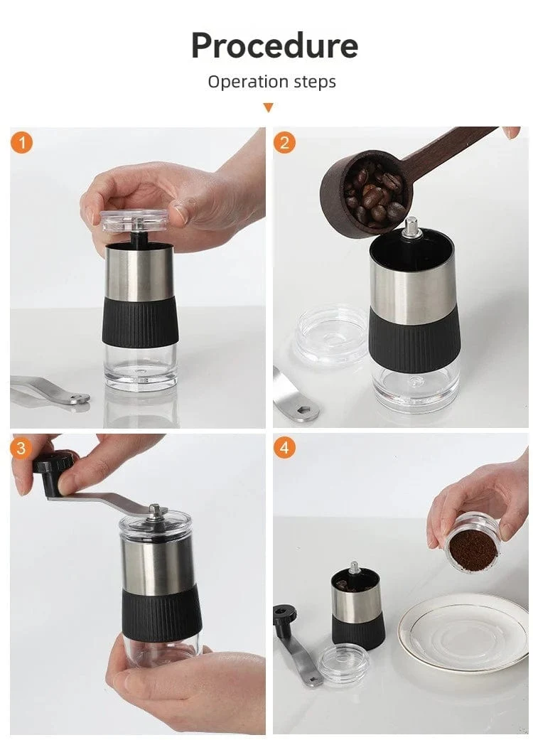 Neu Mini Hand Schütteln Manuelle Schleifen Bequem Edelstahl Keramik Core Kaffee Bean Grinder Visuelle Kaffee