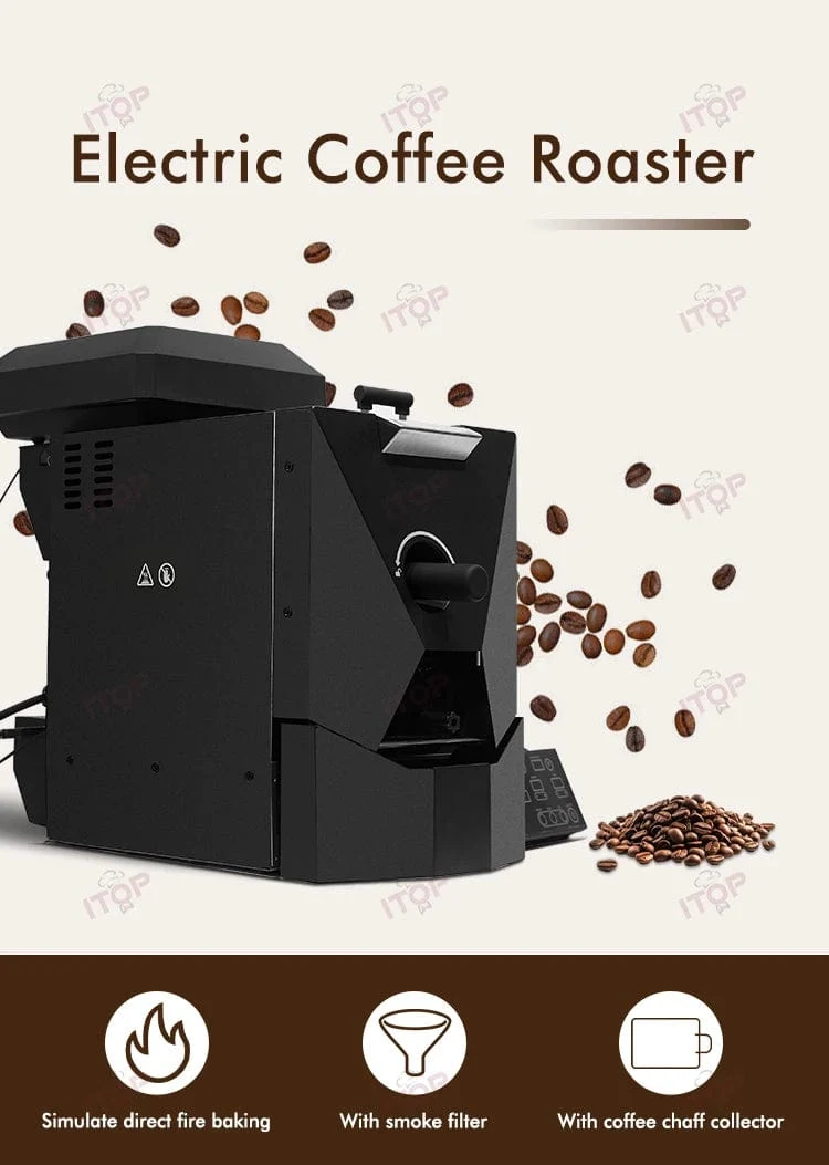 ITOP 500g Kaffeeröster, 3 Röstprogramme, einfache und unterhaltsame Bedienung, Haushalts-Kaffeebohnenröstmaschine mit Rauchfilter