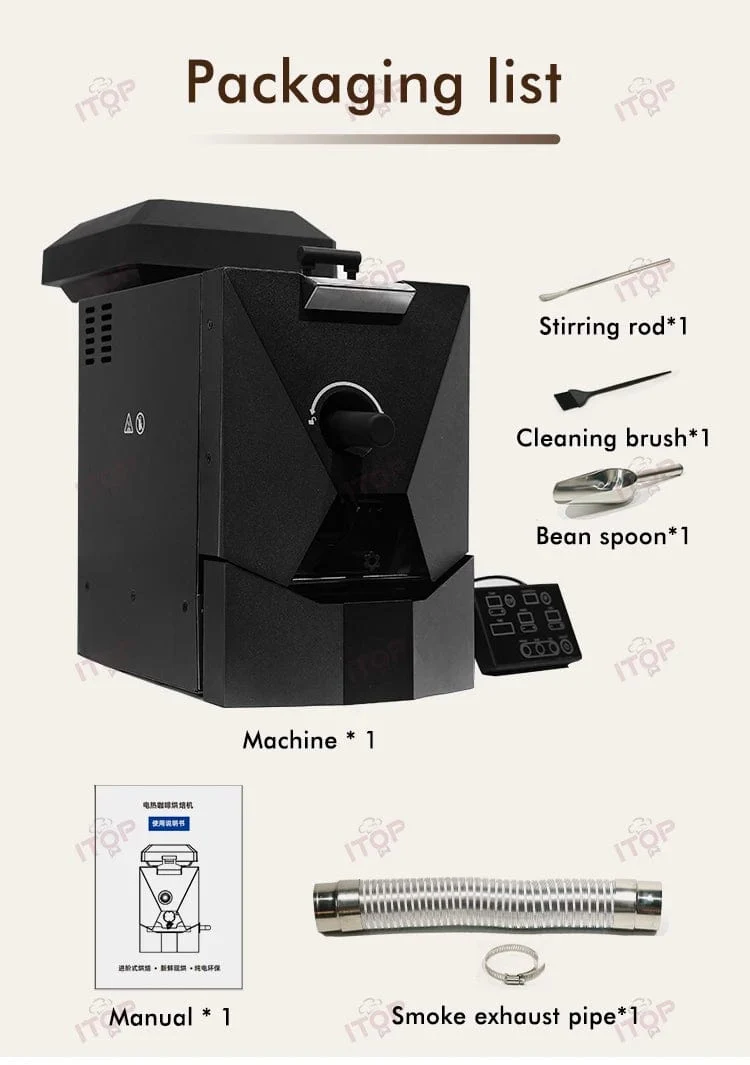 ITOP 500g Kaffeeröster, 3 Röstprogramme, einfache und unterhaltsame Bedienung, Haushalts-Kaffeebohnenröstmaschine mit Rauchfilter