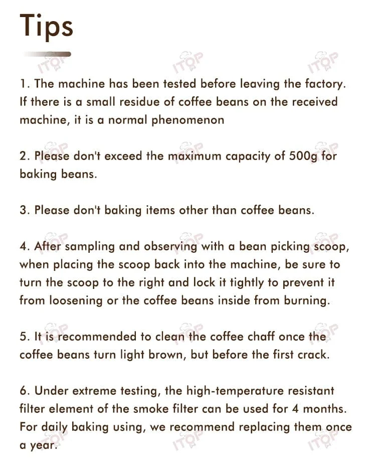 ITOP 500g Kaffeeröster, 3 Röstprogramme, einfache und unterhaltsame Bedienung, Haushalts-Kaffeebohnenröstmaschine mit Rauchfilter