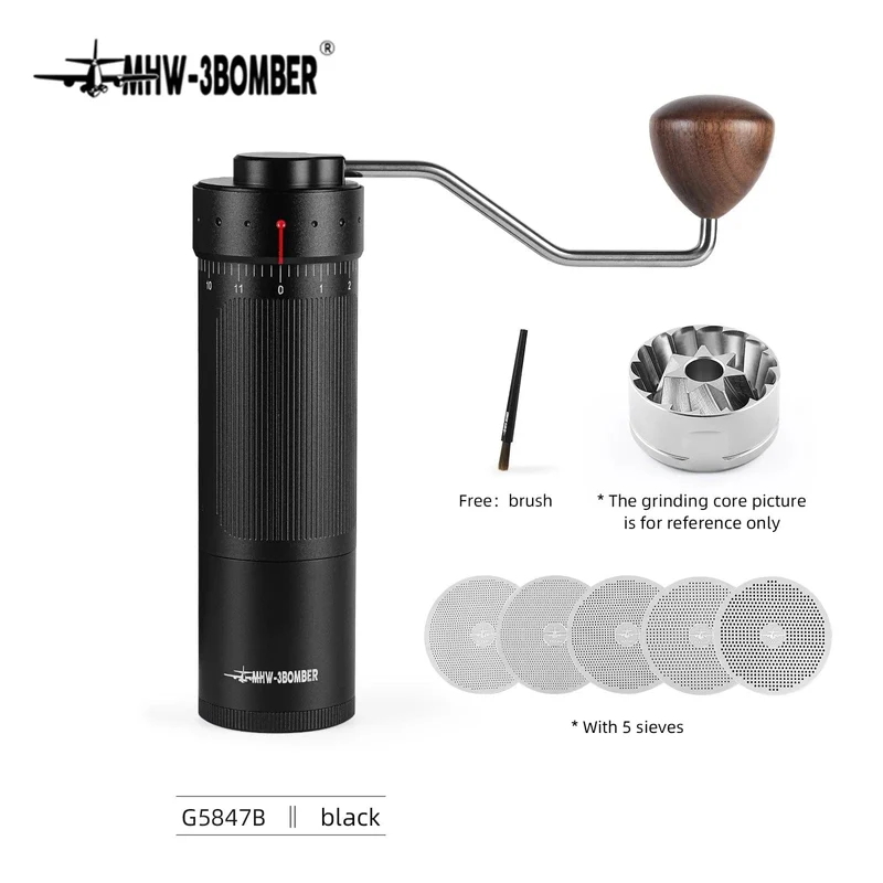 MHW-3BOMBER Manuelle Kaffeemühle mit numerischer Außeneinstellung, konischer Mahlgrad aus Edelstahl, passend für Filterkaffee, Espresso, Barista-Geschenke