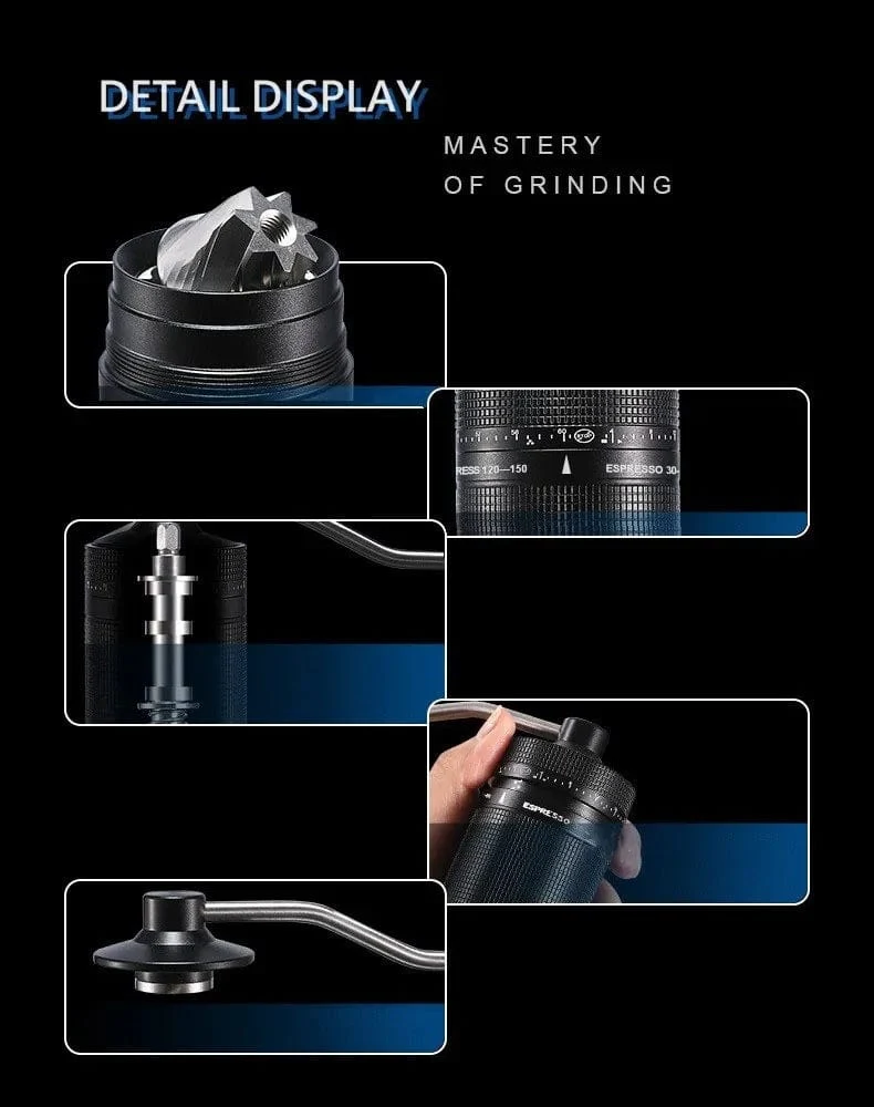 Neu 2024 Kaffeemühle Manuelle 7 Core Bean Kaffeemühle Espresso Tragbare Externe Einstellbare Haushalts Türkische Kaffeemühle