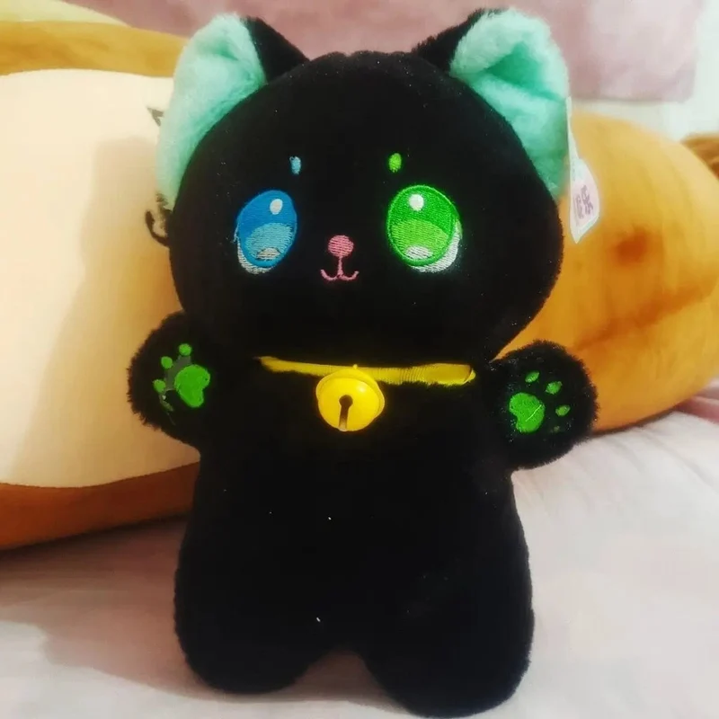 25 cm Schwarz-Weiß-Katze Plüschtier Greifer Stofftier Patung Puppen Kinderspielzeug Geschenke Halloween Geschenke Spielzeug für Kinder Mädchen