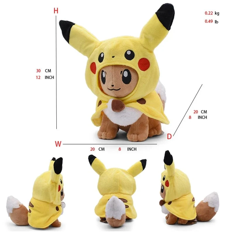 Pikachu Cos Eevee Cosplay Plüschtiere Charizard Peluche Lucario Stofftierpuppe Sammlergeschenk, Cartoon 20-30CM