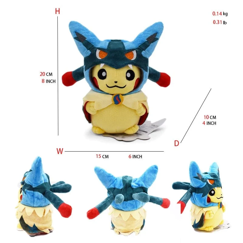 Pikachu Cos Eevee Cosplay Plüschtiere Charizard Peluche Lucario Stofftierpuppe Sammlergeschenk, Cartoon 20-30CM