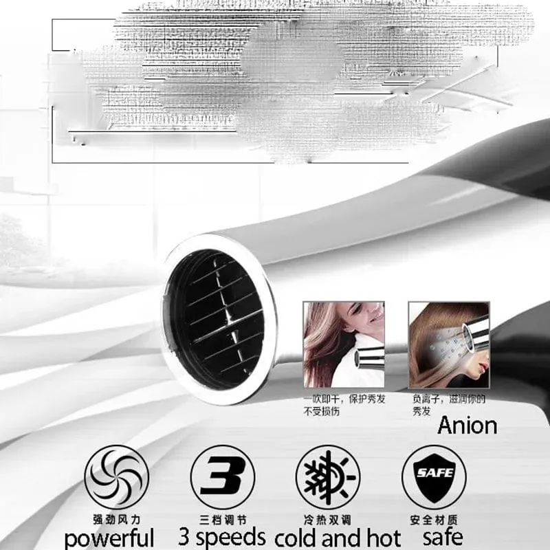 Kemei 3000 Watt Full Size Pro Haartrockner Professioneller Salon-Föhn mit Konzentrator-Düsenaufsätzen 3 Geschwindigkeiten schnelles Trocknen