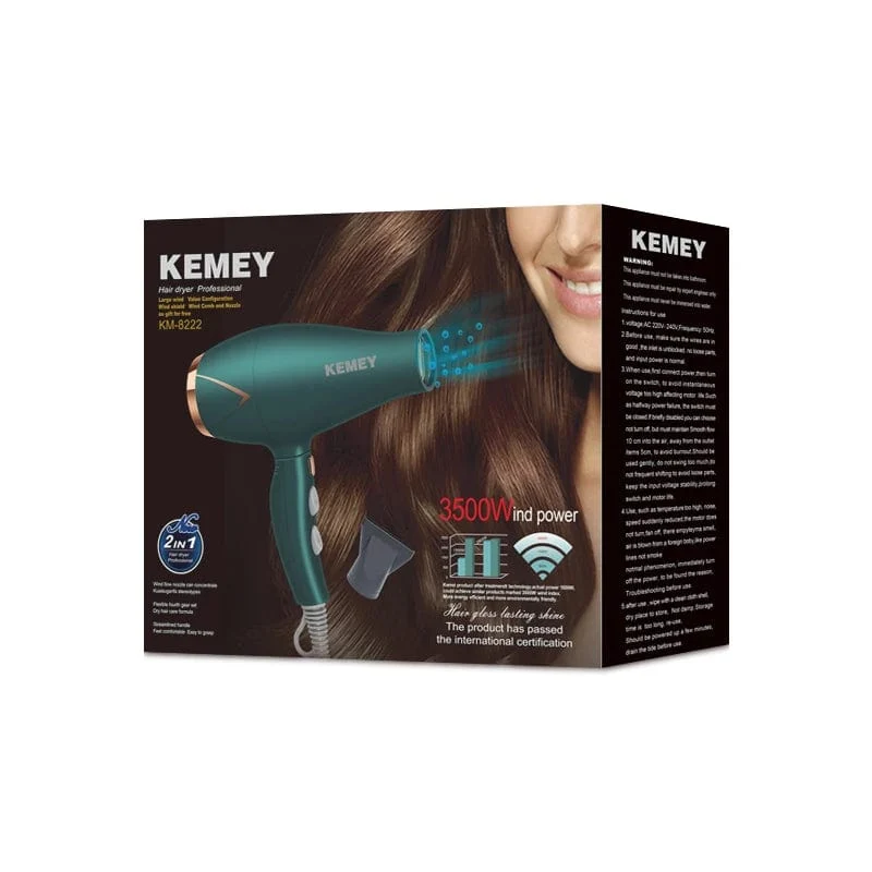 Kemei 3500 W Haartrockner mit heißem und kaltem Wind, faltbarer, kompakter Föhn, Haarstyling-Tools für Salons und den Hausgebrauch