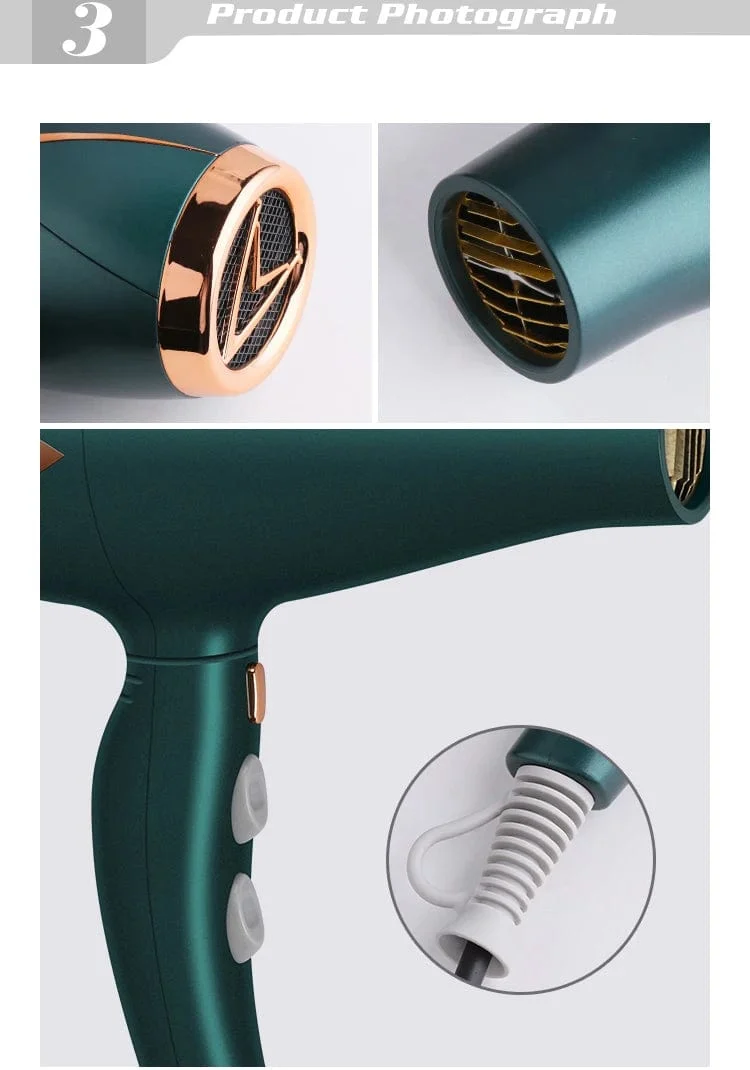 Kemei 3500 W Haartrockner mit heißem und kaltem Wind, faltbarer, kompakter Föhn, Haarstyling-Tools für Salons und den Hausgebrauch