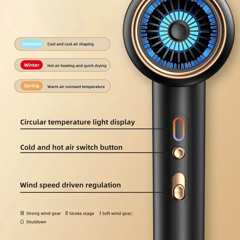 Professioneller Haartrockner, Heiß- und Kaltwind, Airbrush-Haartrockner, Negativ-Ionen-Föhn, starker PowerDryer, Salon-Tool, 2400 W, 3. Gang