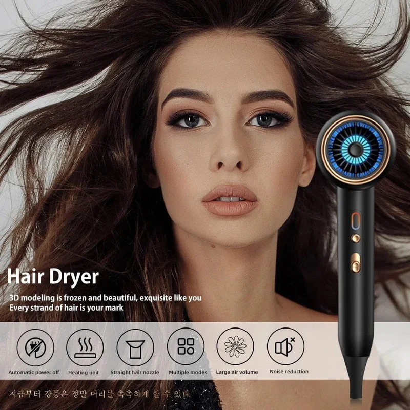 Professioneller Haartrockner, Heiß- und Kaltwind, Airbrush-Haartrockner, Negativ-Ionen-Föhn, starker PowerDryer, Salon-Tool, 2400 W, 3. Gang
