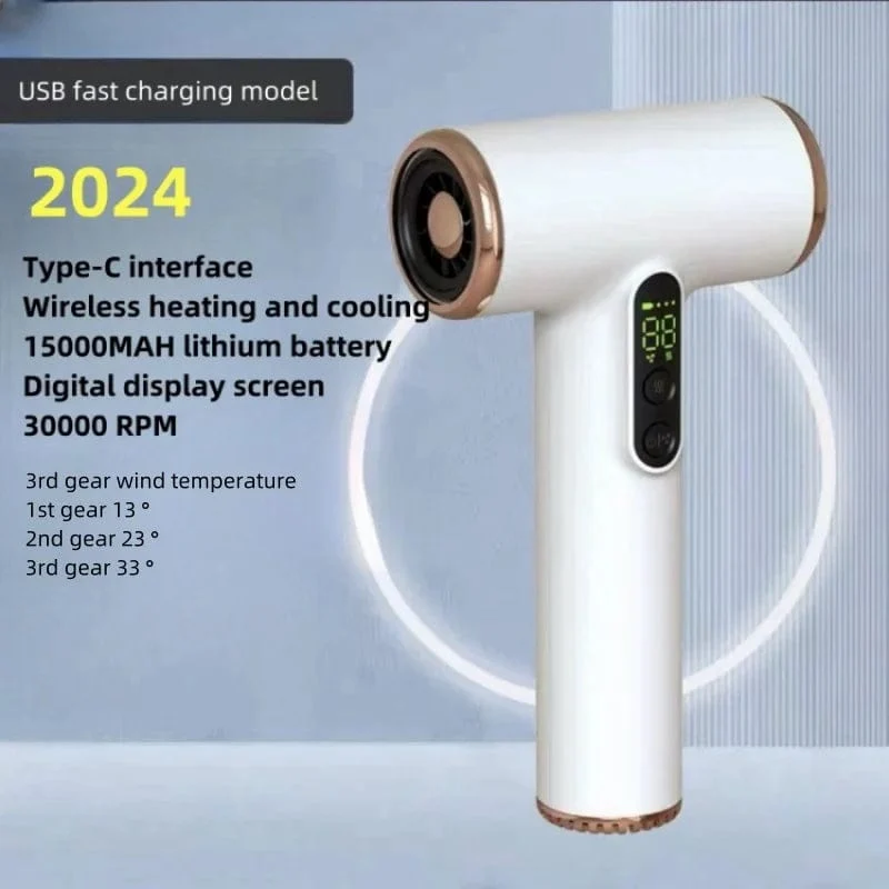 2024 heißer Verkauf Drahtlose Haartrockner 30000 Rpm High-Speed ​​Trocken Kalt Warm Wind Kinderhaus Schlafsaal Reise USB Lade Haar