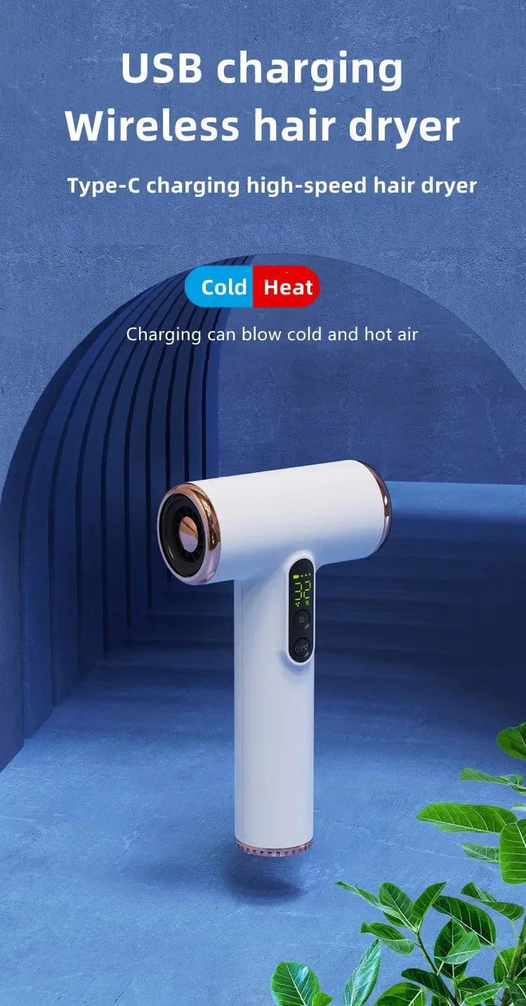 2024 heißer Verkauf Drahtlose Haartrockner 30000 Rpm High-Speed ​​Trocken Kalt Warm Wind Kinderhaus Schlafsaal Reise USB Lade Haar