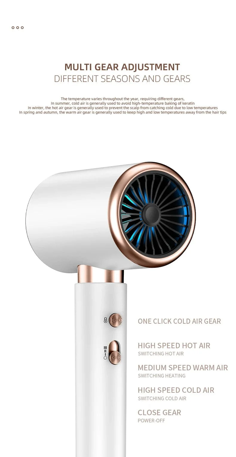 2000W 5. Gang Profi-Haartrockner Negativ-Ionen-Föhn Heiß-Kalt-Wind Airbrush-Haartrockner Starker PowerDryer Salon-Tool