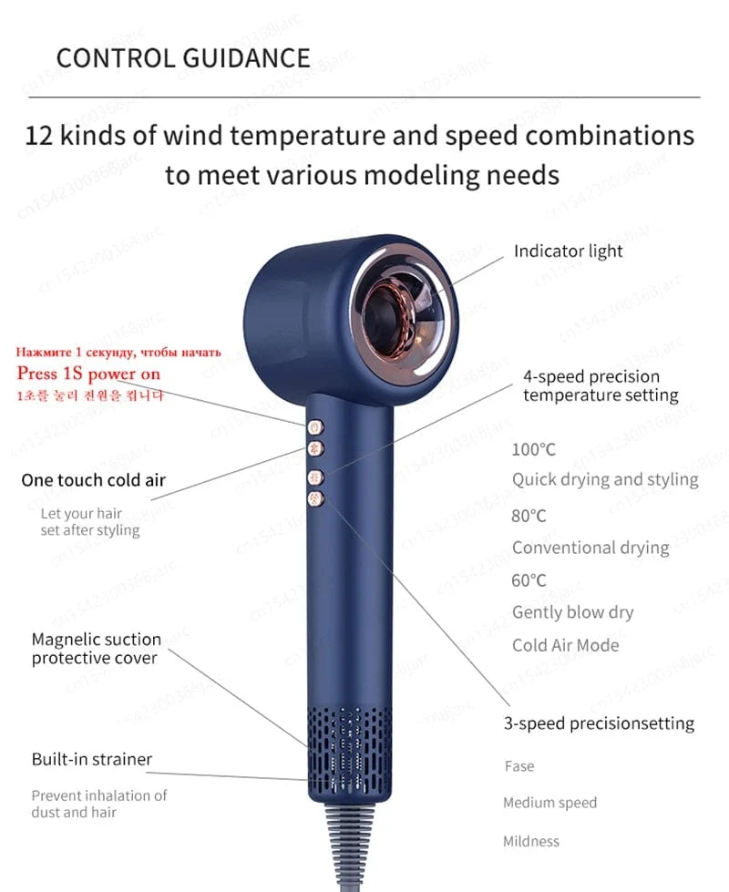 Professioneller Super-Haartrockner Persönliche Haarpflege Styling Negative Ionen Salon Werkzeug Konstante Anion Elektrische Blattlose Haartrockner