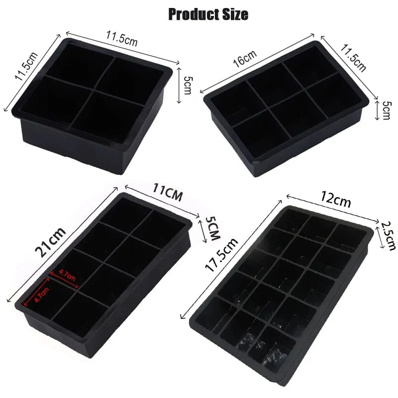 160 Grid Big Ice Tray Mold Giant Jumbo Large Food Grade Silikon Ice Cube Square Tray Mold DIY Ice Maker Ice Cube Tray
