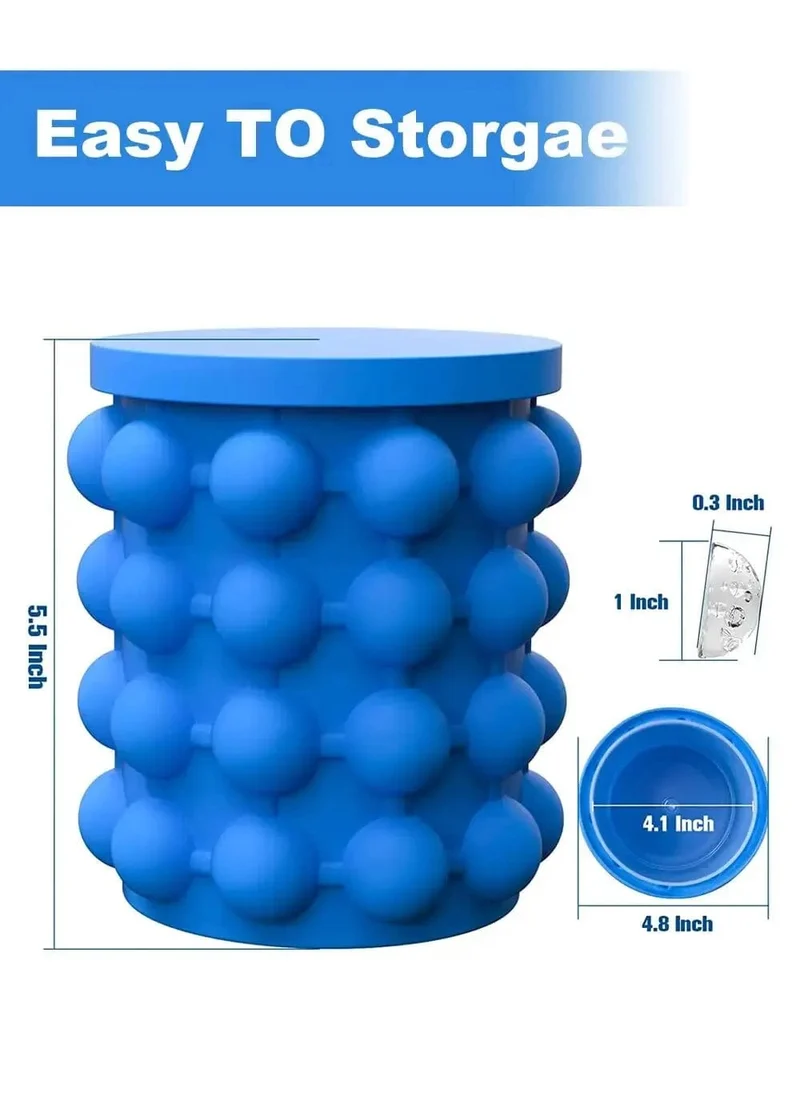 1 Stück 12.8 x 10 x 14 cm/5.12 x 4 x 5.6 Zoll Silikon-Eiskübel-Eismaschine, blauer platzsparender Eiswürfelbereiter-Eimer, mittelgroße Eiskübel