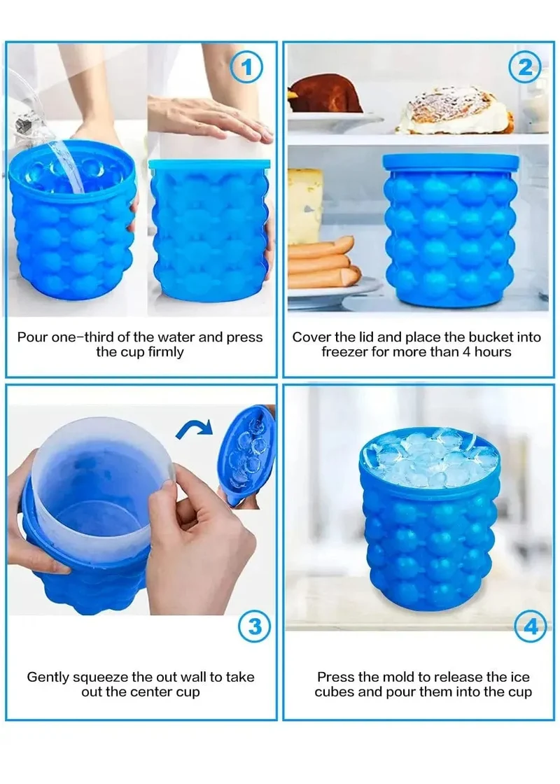 1 Stück 12.8 x 10 x 14 cm/5.12 x 4 x 5.6 Zoll Silikon-Eiskübel-Eismaschine, blauer platzsparender Eiswürfelbereiter-Eimer, mittelgroße Eiskübel