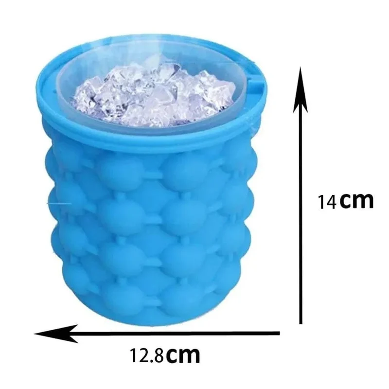 1 Stück 12.8 x 10 x 14 cm/5.12 x 4 x 5.6 Zoll Silikon-Eiskübel-Eismaschine, blauer platzsparender Eiswürfelbereiter-Eimer, mittelgroße Eiskübel