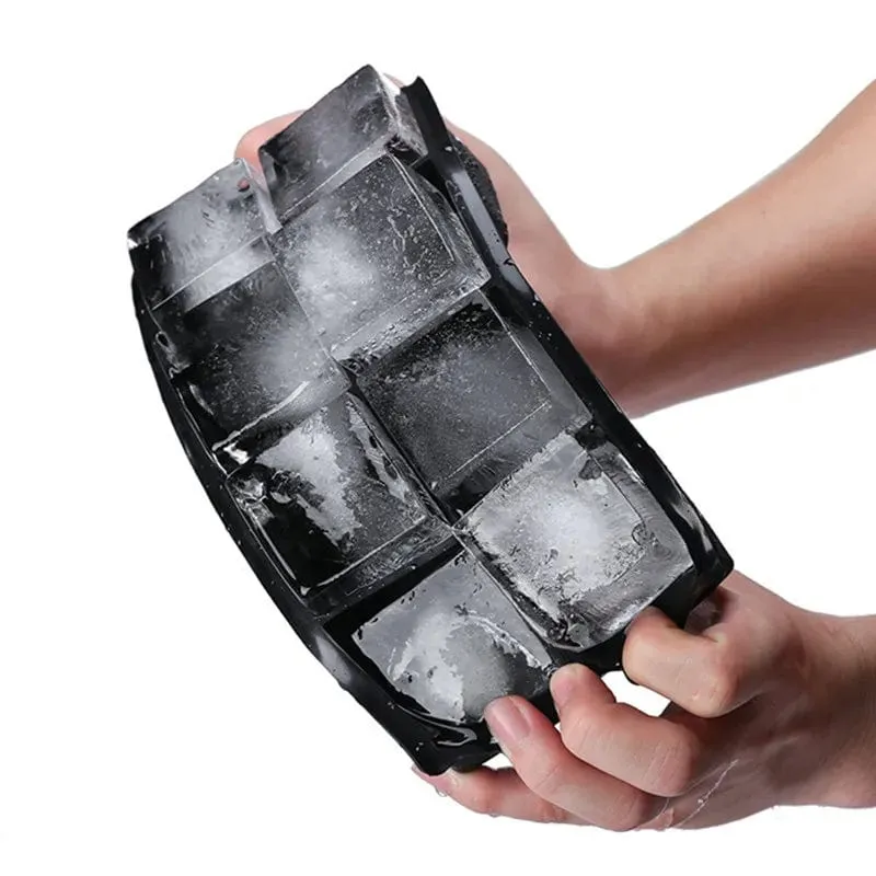 8 große Eiswürfelschalenform Riesen-Jumbo-Eiswürfelschale aus lebensmittelechtem Silikon, quadratische Eiswürfelschale, DIY-Eiswürfelbereiter