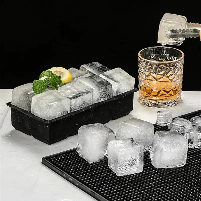 8 große Eiswürfelschalenform Riesen-Jumbo-Eiswürfelschale aus lebensmittelechtem Silikon, quadratische Eiswürfelschale, DIY-Eiswürfelbereiter