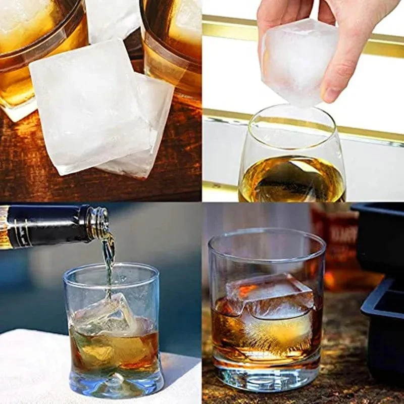 8 große Eiswürfelschalenform Riesen-Jumbo-Eiswürfelschale aus lebensmittelechtem Silikon, quadratische Eiswürfelschale, DIY-Eiswürfelbereiter