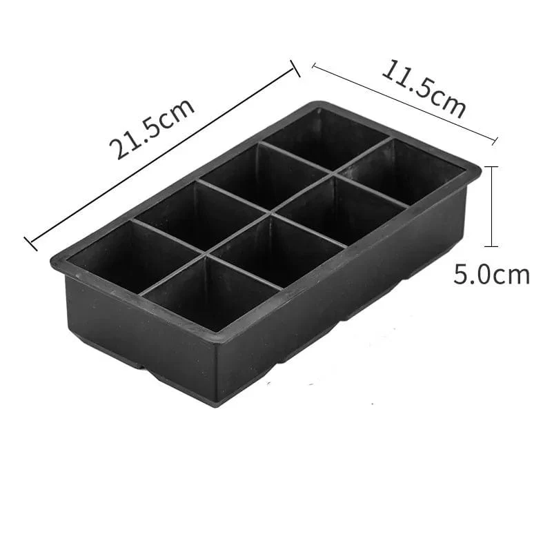 8 große Eiswürfelschalenform Riesen-Jumbo-Eiswürfelschale aus lebensmittelechtem Silikon, quadratische Eiswürfelschale, DIY-Eiswürfelbereiter