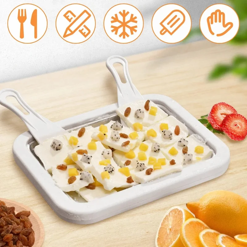 Eismaschine Pfanne mit 2 Schaber Eismaschine Platte Multifunktionale kalte süße frittierte Lebensmittel Platte Rolled Ice Cream Maker