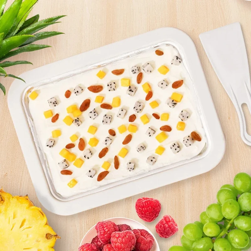 Eismaschine Pfanne mit 2 Schaber Eismaschine Platte Multifunktionale kalte süße frittierte Lebensmittel Platte Rolled Ice Cream Maker