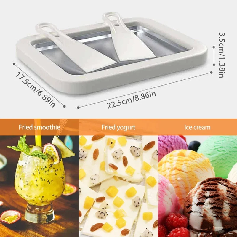 Eismaschine Pfanne mit 2 Schaber Eismaschine Platte Multifunktionale kalte süße frittierte Lebensmittel Platte Rolled Ice Cream Maker