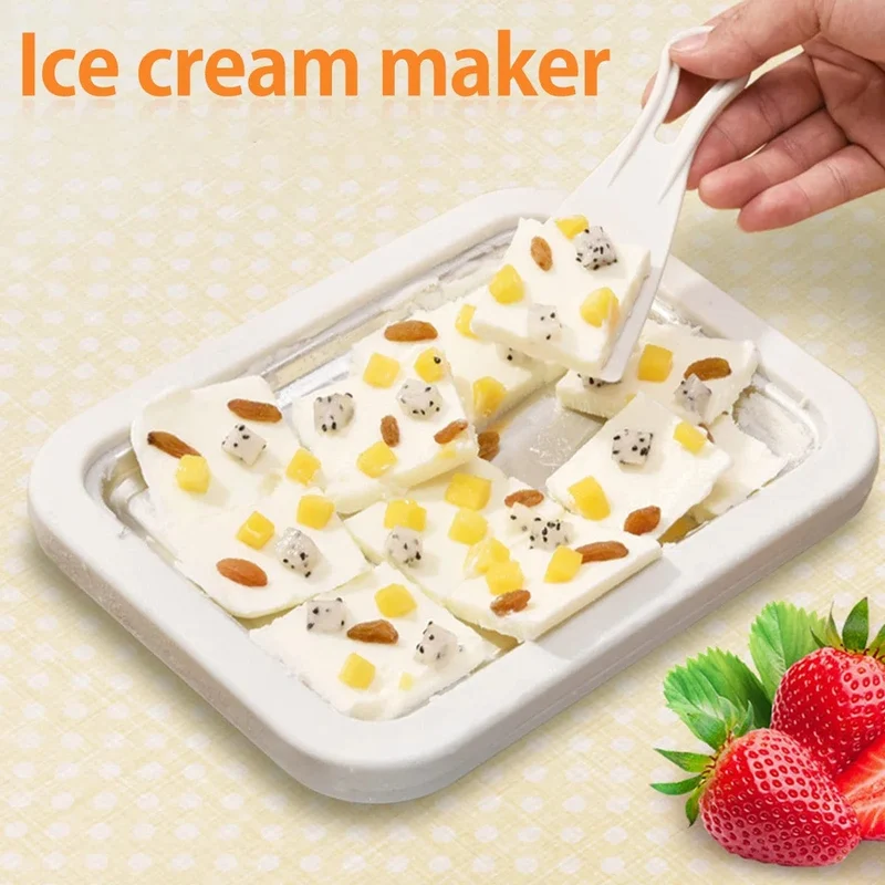 Eismaschine Pfanne mit 2 Schaber Eismaschine Platte Multifunktionale kalte süße frittierte Lebensmittel Platte Rolled Ice Cream Maker