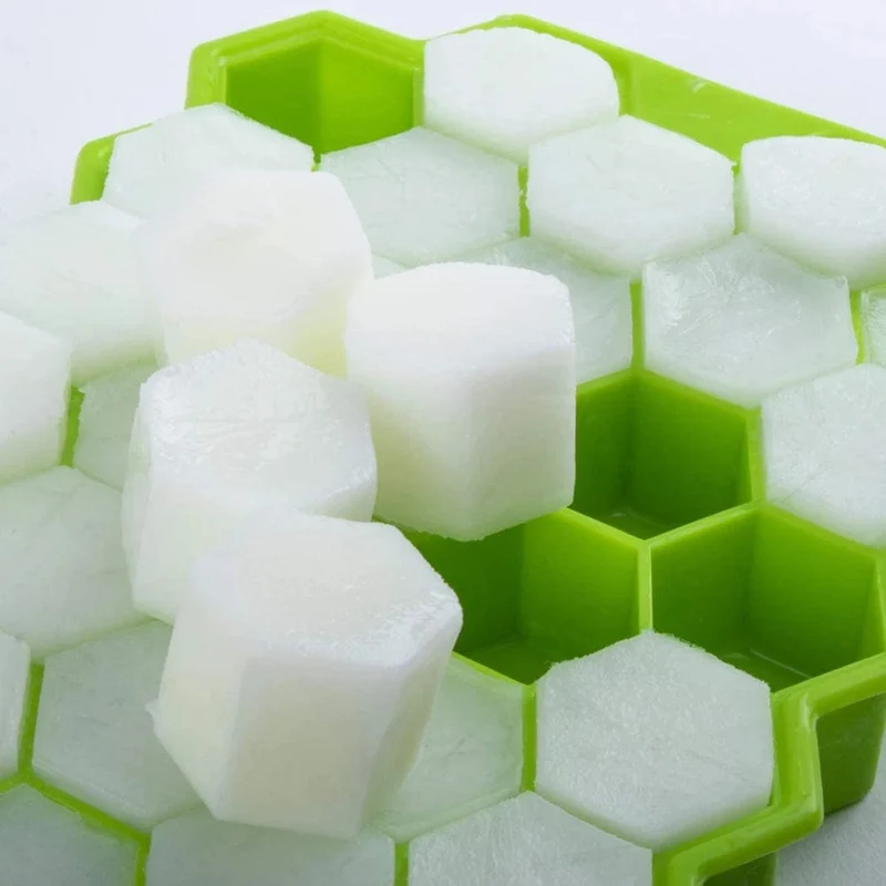 Eiswürfelschalen mit Wabenstruktur und 37 Mulden, wiederverwendbare Eiswürfelform aus Silikon, BPA-frei, Eiswürfelbereiter mit abnehmbaren Deckeln