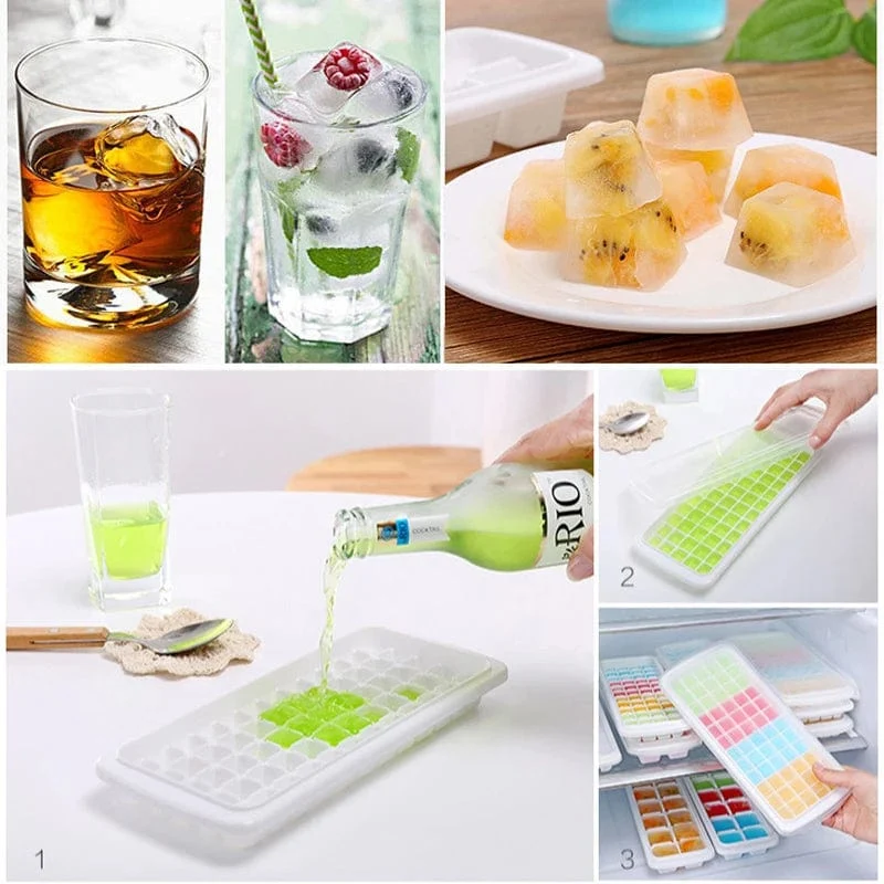12/48/60 Grids Ice Cube Tray Kunststoff Ice Cube Maker Kugel Form für Cocktail Saft Whisky Ice Cube Tray Mit Deckel Küche Werkzeug