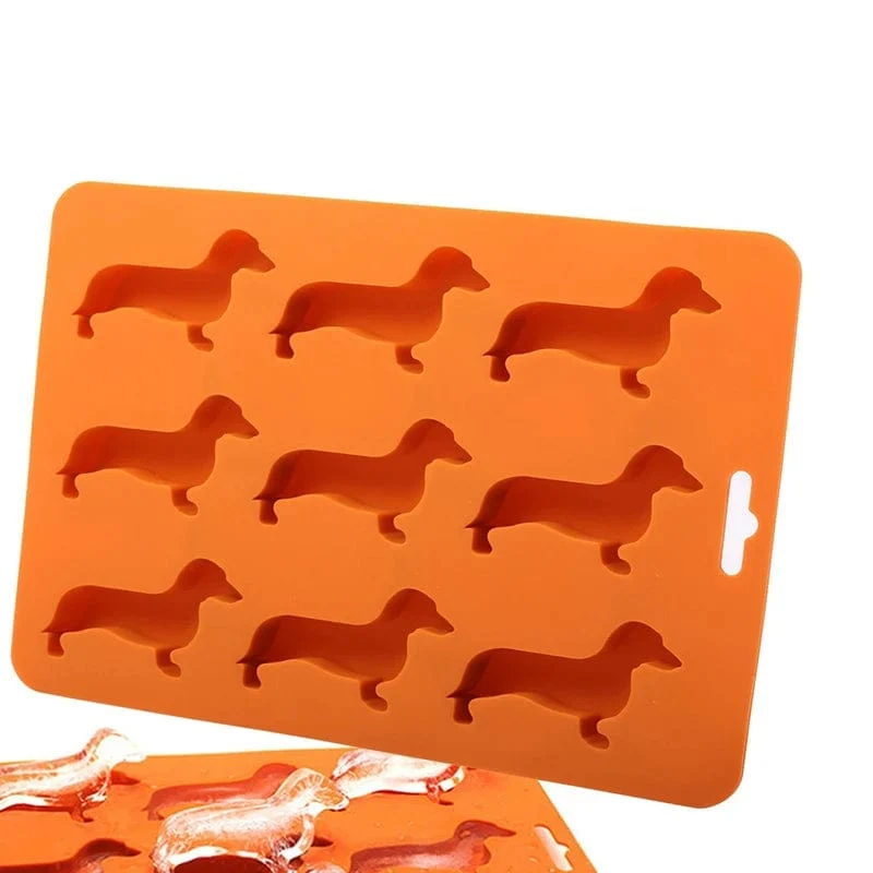 Kreative Silikon-Eiswürfelform in Dackel-Welpenform, Schokoladenkeksform, DIY-Eiswürfelschale, Küchenwerkzeuge, Silikonform-Gadgets
