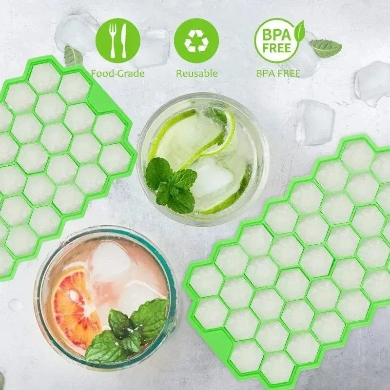 Eiswürfelschalen mit großer Kapazität, Silikonform, wiederverwendbare Waben-Eiswürfelmaschine, lebensmittelechte Eismaschine mit Deckel, Eisform für Stieleis