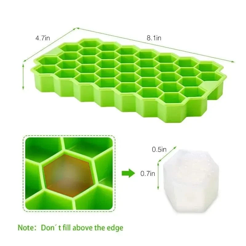 Eiswürfelschalen mit großer Kapazität, Silikonform, wiederverwendbare Waben-Eiswürfelmaschine, lebensmittelechte Eismaschine mit Deckel, Eisform für Stieleis