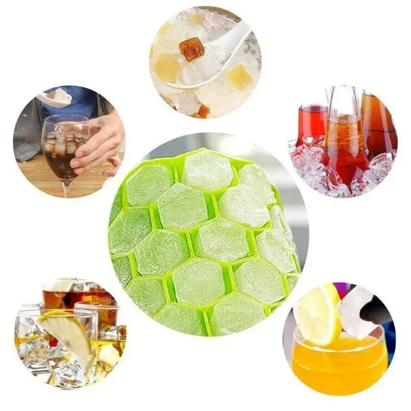 Eiswürfelschalen mit großer Kapazität, Silikonform, wiederverwendbare Waben-Eiswürfelmaschine, lebensmittelechte Eismaschine mit Deckel, Eisform für Stieleis