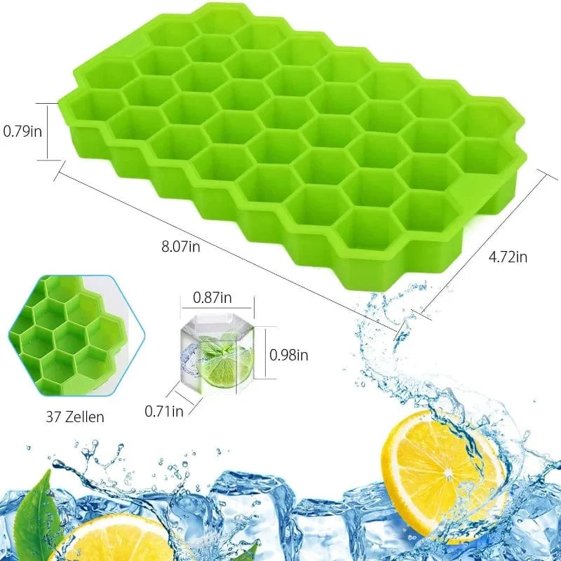Eiswürfelschalen mit großer Kapazität, Silikonform, wiederverwendbare Waben-Eiswürfelmaschine, lebensmittelechte Eismaschine mit Deckel, Eisform für Stieleis
