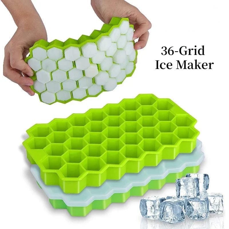 Eiswürfelschalen mit großer Kapazität, Silikonform, wiederverwendbare Waben-Eiswürfelmaschine, lebensmittelechte Eismaschine mit Deckel, Eisform für Stieleis