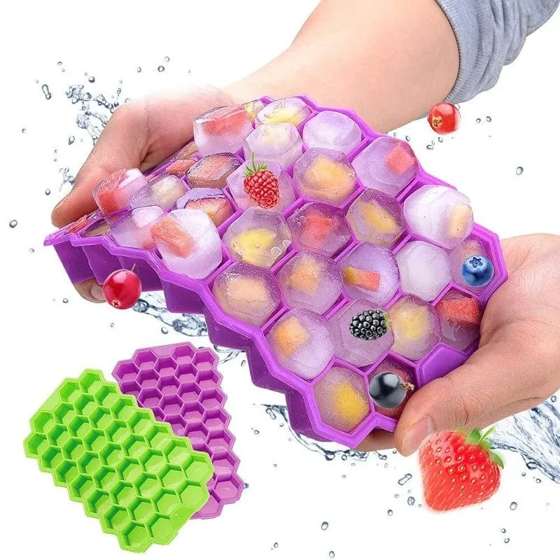 Eiswürfelschalen mit großer Kapazität, Silikonform, wiederverwendbare Waben-Eiswürfelmaschine, lebensmittelechte Eismaschine mit Deckel, Eisform für Stieleis