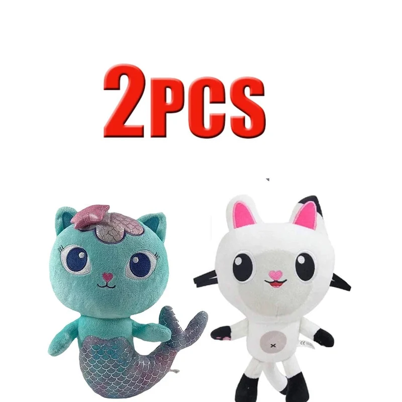 25cm 7-teiliges Gabby Puppenhaus Plüschtier Cartoon Stofftier Meerjungfrau Katze Meerjungfrau Plüschpuppe Kinder Weihnachtsgeschenk