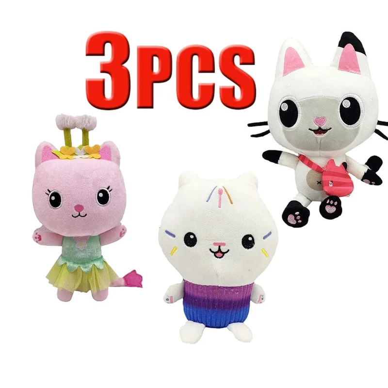 25cm 7-teiliges Gabby Puppenhaus Plüschtier Cartoon Stofftier Meerjungfrau Katze Meerjungfrau Plüschpuppe Kinder Weihnachtsgeschenk