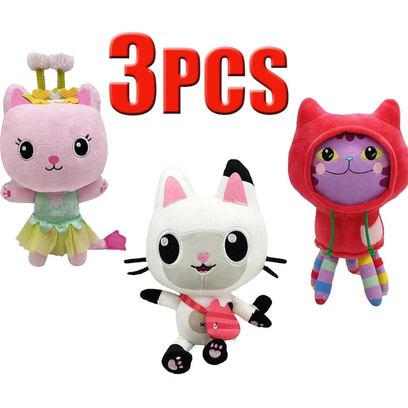 25cm 7-teiliges Gabby Puppenhaus Plüschtier Cartoon Stofftier Meerjungfrau Katze Meerjungfrau Plüschpuppe Kinder Weihnachtsgeschenk