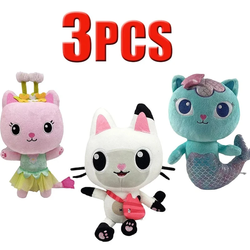 25cm 7-teiliges Gabby Puppenhaus Plüschtier Cartoon Stofftier Meerjungfrau Katze Meerjungfrau Plüschpuppe Kinder Weihnachtsgeschenk