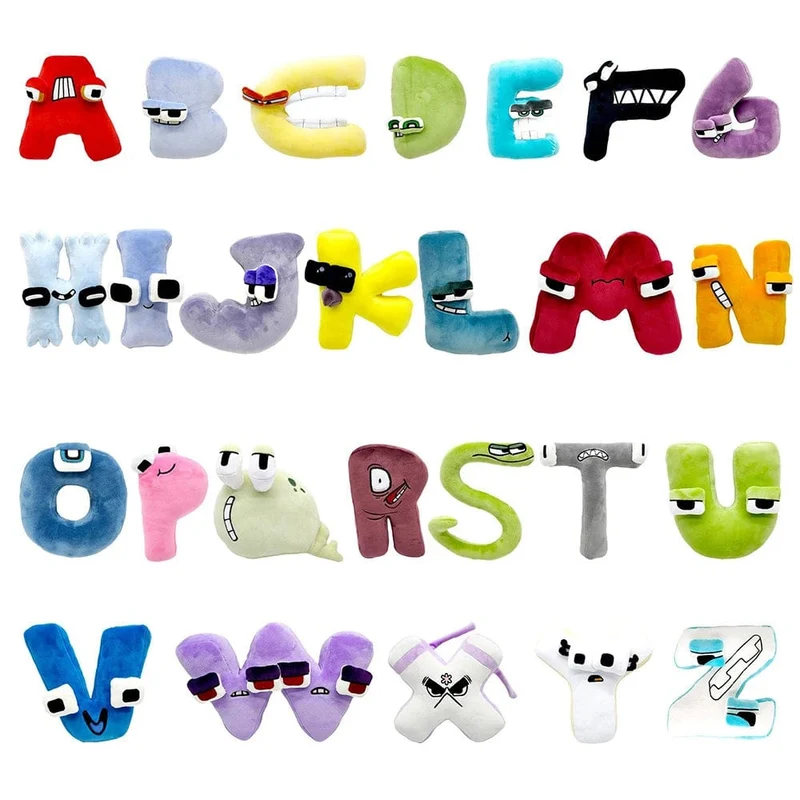 Alphabet Lore Plüschtiere Englische Buchstaben Stofftier Plüschpuppe Spielzeug Geschenk für Kinder Pädagogisches Alphabet Lore (AZ)