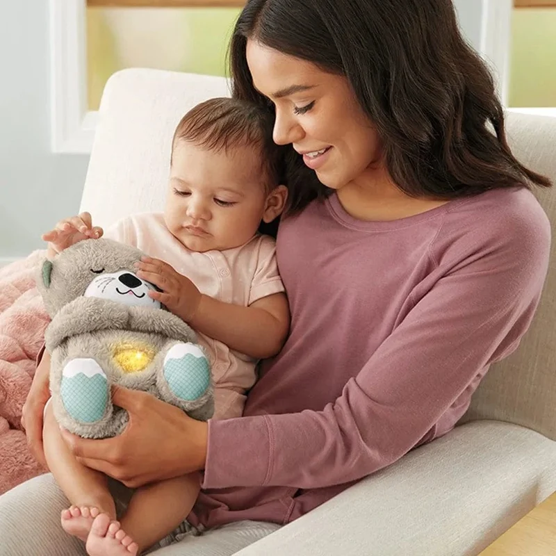 Neues Baby Breath Baby Bear beruhigt Otter Plüschtier Puppenspielzeug Kind beruhigende Musik Schlafbegleiter Ton und Licht Puppenspielzeug Geschenke
