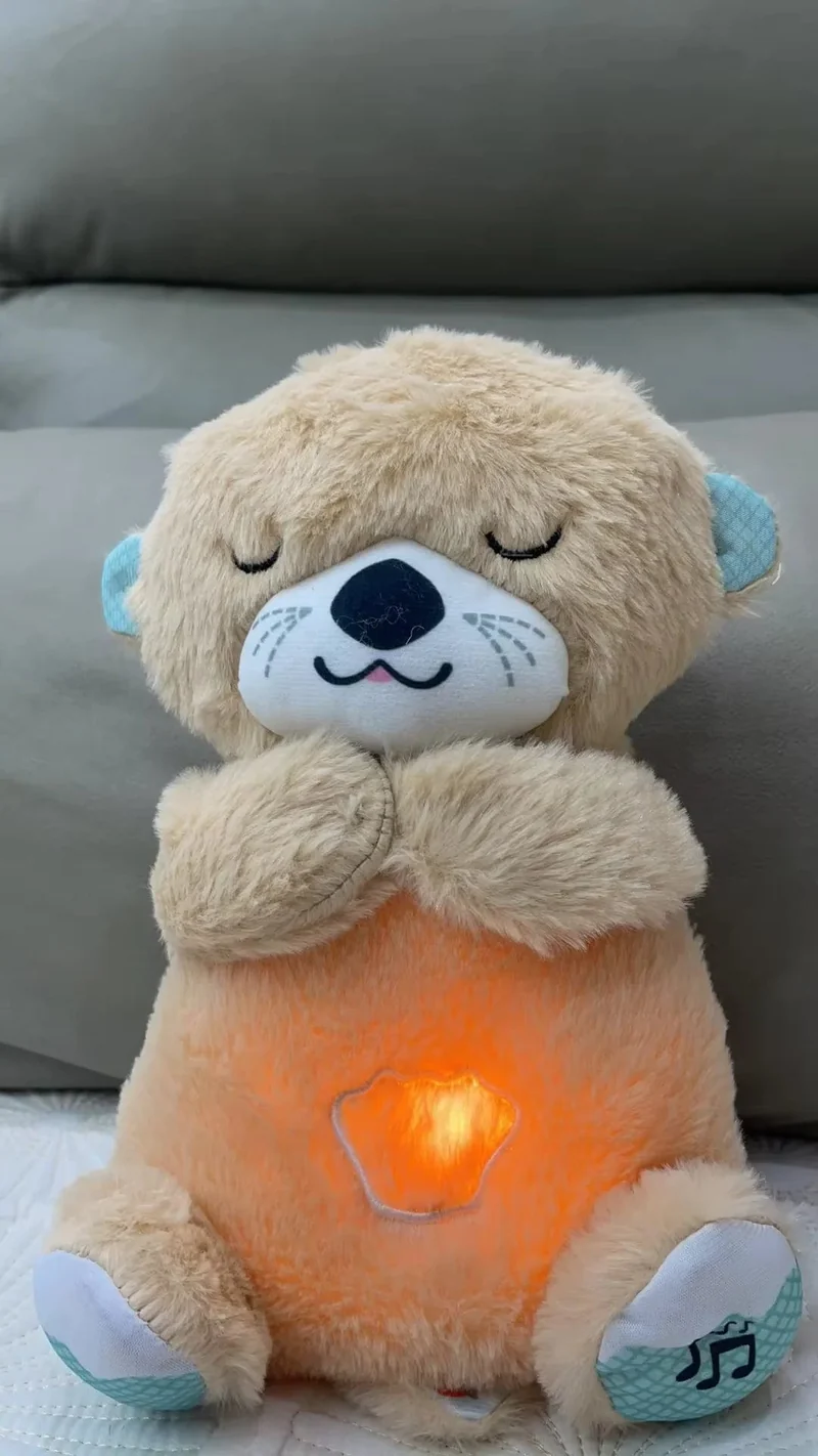 Neues Baby Breath Baby Bear beruhigt Otter Plüschtier Puppenspielzeug Kind beruhigende Musik Schlafbegleiter Ton und Licht Puppenspielzeug Geschenke