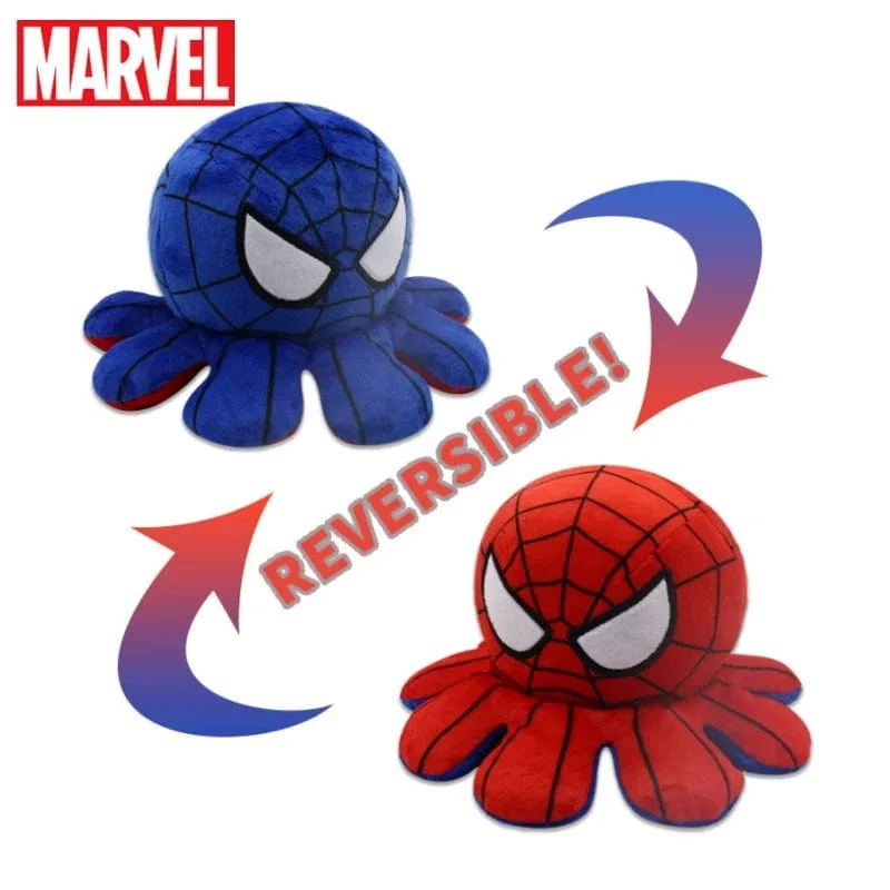 Marvel-Plüschpuppe, Avengers: Endgame, Spiderman, Iron Man, Captain America, Hulk, Thanos, Octopus, Plüsch-Cartoon-Spielzeug, das umgedreht werden kann, Geschenk für Kinder