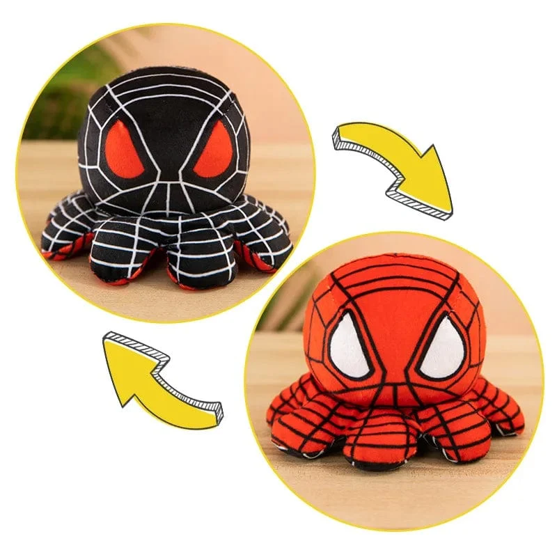 Marvel-Plüschpuppe, Avengers: Endgame, Spiderman, Iron Man, Captain America, Hulk, Thanos, Octopus, Plüsch-Cartoon-Spielzeug, das umgedreht werden kann, Geschenk für Kinder