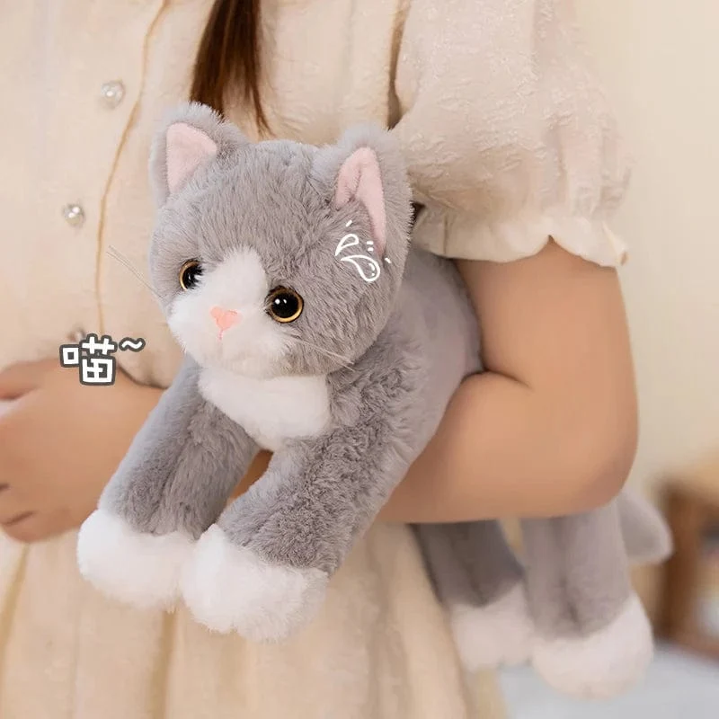 53CM Niedlich Simulierte Katze Puppe Plüsch Spielzeug Gefüllte Weiche Tier Plüsch weiß Grau Kätzchen Kissen Kinder Mädchen Geburtstag Geschenk Haustier Spielzeug Deco